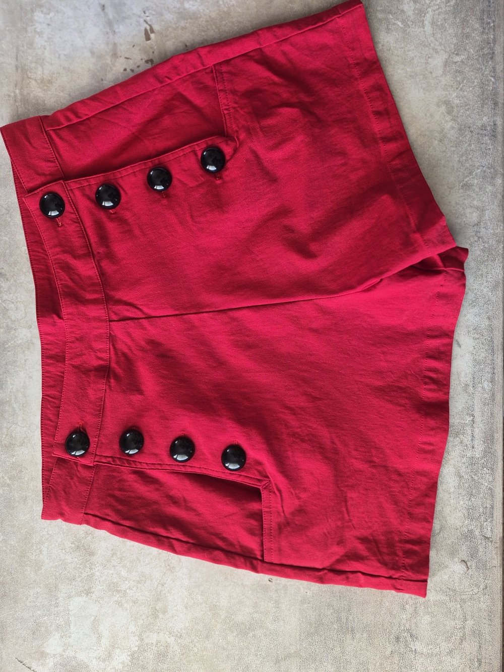 Women’s High-Waist Red Button-Front Shorts